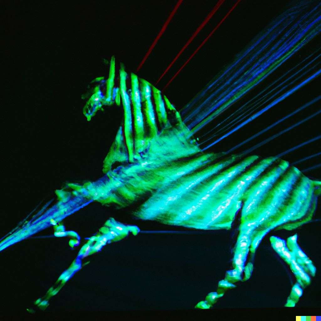 a horse, laser light show